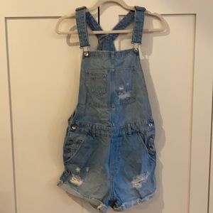 H&M Distressed Overall Shorts